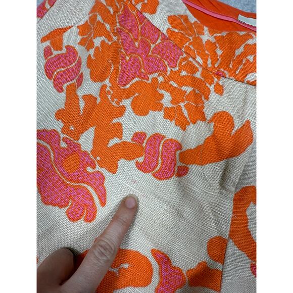 Boden Womens Size 6P Linen Cropped Orange Tan Printed Pants - Picture 4 of 12